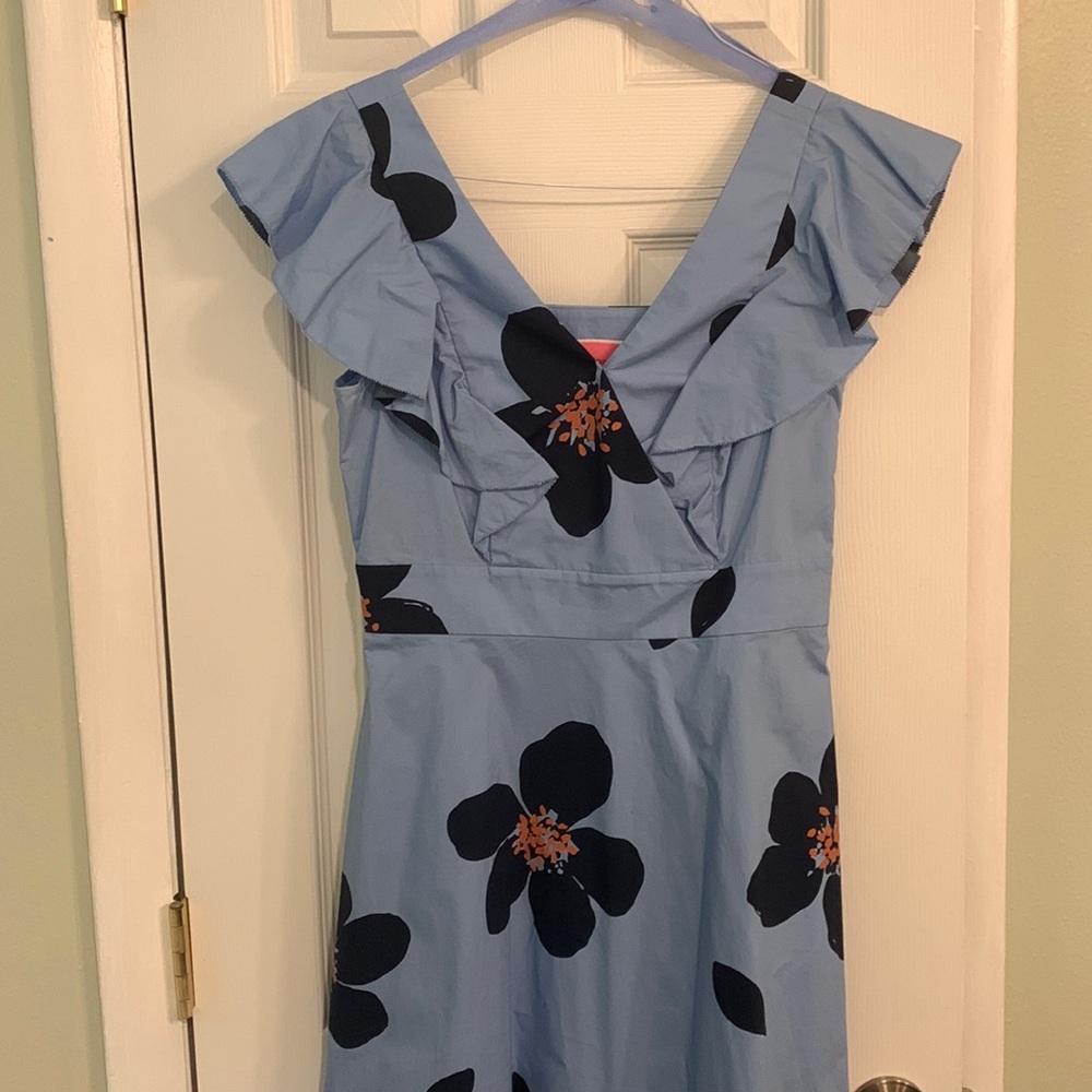 Midi fit and flare flutter sleeve Kate Spade dress